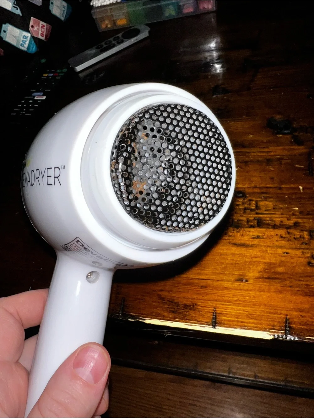 DevaCurl White Hair Dryer with Yellow Buttons